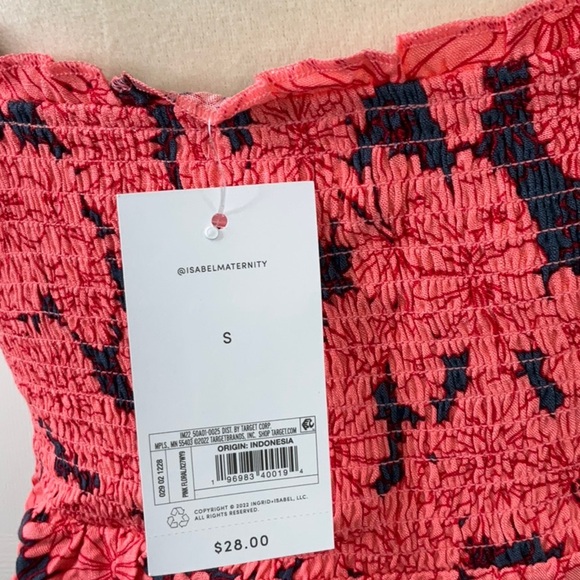 Ingrid & Isabel Maternity Top Off Shoulder Ruffle Coral Orange Size S - Picture 6 of 9